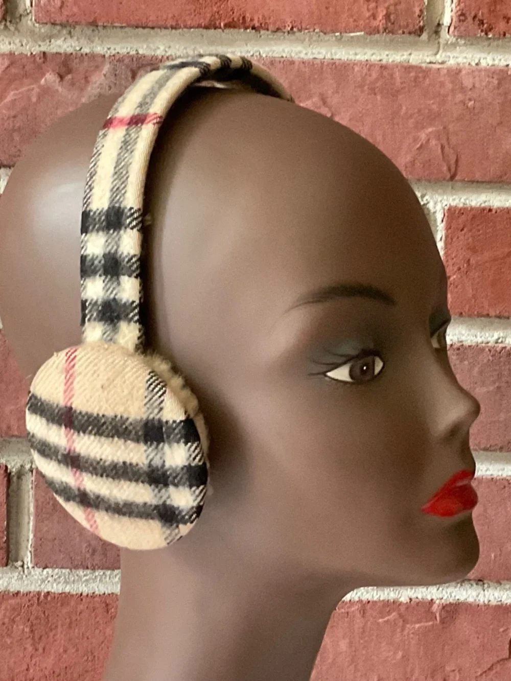 Burberry Nova Check Cashmere & Shearling Earmuff O/S Made in England